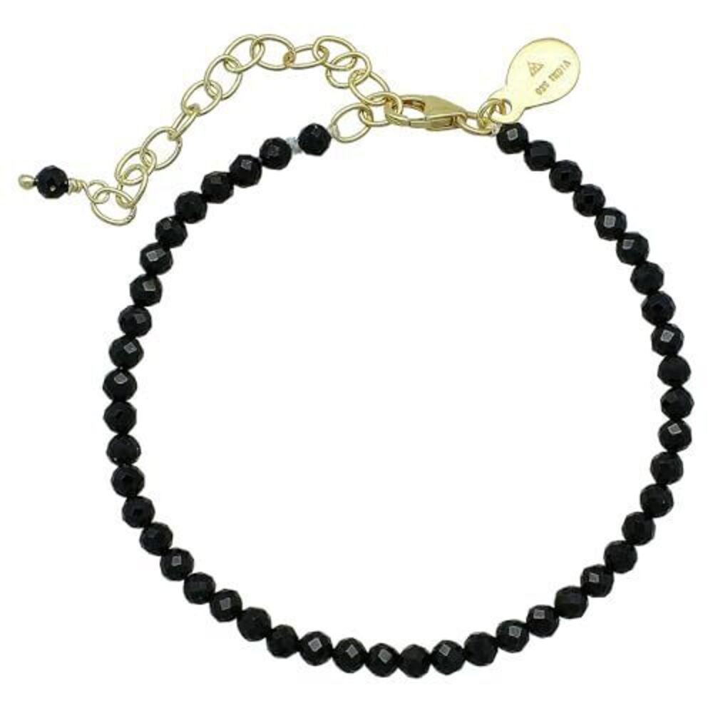 5235 Black Onyx Bracelet , Certified 925 Sterling Silver with 18K Gold